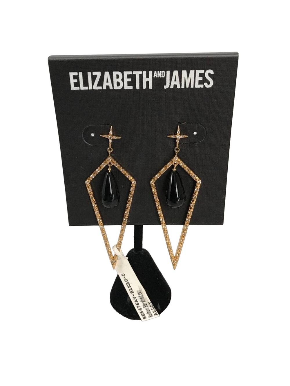 ELIZABETH and JAMES Northern Star Black Onyx Drop Crystal Chandalier EARRING NWT